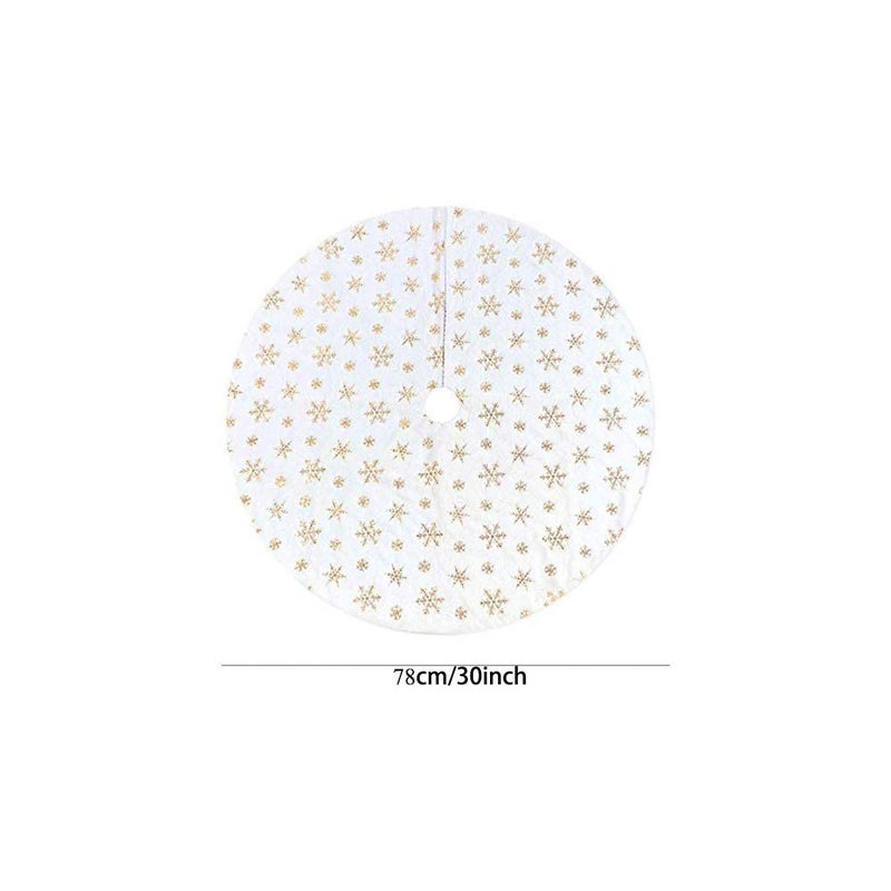Amidaky Christmas Tree Skirt 30 inches White Faux Fur Gold Snowflake Sequin Embroidered Luxury Tree Skirt Xmas Decoration - Image 4